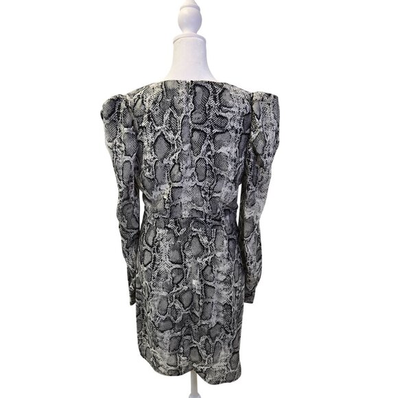 Aqua Python Print Front Ruched Mini Dress Size Small - Picture 2 of 7